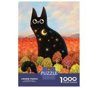 Adults 1000 Piece Jigsaw Puzzle Black Cat with Stars Jigsaws for Adults Brain Teaser Game Difficult Hard Unique Gifts for Birthday And Christmas 52x38cm/1000pcs