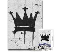 Adults 1000 Piece Jigsaw Puzzle Black Crown Graffiti Ideal for Cozy Downtime Fine Precision Die Cut Play Toy Size 38x26cm