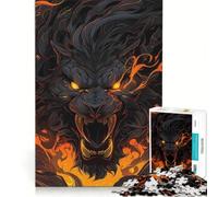 Adults 1000 Piece Jigsaw Puzzle Black Lion Goes Beast Mode, Educational Games, Fun at Home Activities, Wishlist with Santa Claus 38x26cm