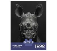 Adults 1000 Piece Jigsaw Puzzle Black Rhino Portrait Jigsaws for Adults Brain Teaser Game Difficult Hard Unique Gifts for Birthday And Christmas 38x26cm/1000pcs