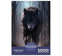 Adults 1000 Piece Jigsaw Puzzle Black Wolf in The Woods Jigsaw Puzzle Brain Teaser Game Presents for Women Difficult And Challenge 70x50cm/1000pcs