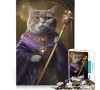 Adults 1000 Piece Jigsaw Puzzle Blessed by Holy Cat Meme, Educational Games, Fun at Home Activities, Wishlist with Santa Claus 50x75cm