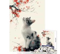 Adults 1000 Piece Jigsaw Puzzle Blossom Dreams Cat Kitty Jigsaw Puzzles for Adults Birthday Present Educational Challenge Family Fun & Game Night (38x52cm)