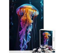 Adults 1000 Piece Jigsaw Puzzle Blue Jellyfish Jigsaws for Adults Puzzle Difficult Hard Wishlist with Santa Claus Birthday Present,Travel Gifts, (50x75cm)