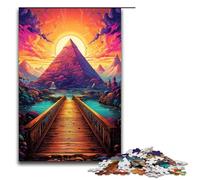 Adults 1000 Piece Jigsaw Puzzle Bridge to The Pyramids Family Fun Puzzle with Matching Poster And Trivia Sheet 1000 PCS(75x50cm)