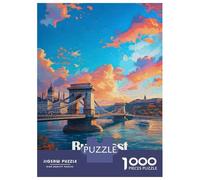 Adults 1000 Piece Jigsaw Puzzle Budapest Hungary Chain Bridge Sunset Puzzle for Adults Relax Games But Fun And Humorous Difficult And Challenge 38x26cm/1000pcs