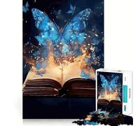 Adults 1000 Piece Jigsaw Puzzle Butterfly Books Magical Fine Joint Fun Mind Game Gift Cozy Game Play Xmas Leisure Gift (38x26cm)