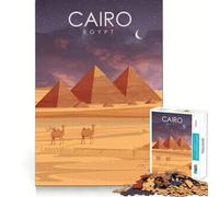Adults 1000 Piece Jigsaw Puzzle Cairo Egypt Pyramids Art Fine Joint Fun Mind Game Gift Cozy Game Play Xmas Leisure Gift (38x26cm)