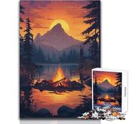 Adults 1000 Piece Jigsaw Puzzle Campfire Sunset Ideal for Cozy Downtime Fine Precision Die Cut Play Toy Size 50x75cm