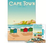 Adults 1000 Piece Jigsaw Puzzle Cape Town Travel Poster Fine Joint Fun Mind Game Gift Cozy Game Play Xmas Leisure Gift (38x26cm)