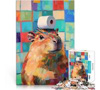 Adults 1000 Piece Jigsaw Puzzle Capybara with Toilet Paper Intellektuelles Spiel Einzigartige Wohndekoration und Geschenke75x50cm