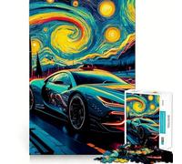 Adults 1000 Piece Jigsaw Puzzle Car on A Starry Night Fine Joint Fun Mind Game Gift Cozy Game Play Xmas Leisure Gift (38x52cm)