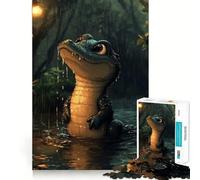 Adults 1000 Piece Jigsaw Puzzle Cartoon Alligator in The Rain Fine Joint Fun Mind Game Gift Cozy Game Play Xmas Leisure Gift (38x52cm)
