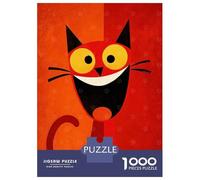 Adults 1000 Piece Jigsaw Puzzle Cartoon Red Cat with Big Smile Jigsaw Puzzle Brain Teaser Game Wall Art Unique Gifts for Birthday And Christmas 70x50cm/1000pcs