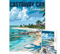 Adults 1000 Piece Jigsaw Puzzle Castaway Cay Bahamas Educational Toy Birthday Gift Impossible Game Improving Love between Couples Size 50x75cm