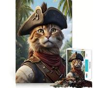 Adults 1000 Piece Jigsaw Puzzle Cat Pirates Funny Smooth Cut Art Smart Brain Activity Leisure Time Fun Xmas Decor Gift (38x26cm)