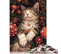 Adults 1000 Piece Jigsaw Puzzle Cat Sleeping In Autumn Leaves Puzzles for Adults & Teenager Brain Teaser Puzzle 1000pcs (75x50cm)