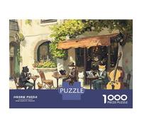 Adults 1000 Piece Jigsaw Puzzle Cats Playing Jazz in Paris Puzzles for Adults Fun Games Perfect Decoration Parent-child Interaction 52x38cm/1000pcs
