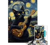 Adults 1000 Piece Jigsaw Puzzle Cat's Starry Night Serenade Jigsaw 1000 Pieces Educational Games Secret Santa Gifts Staycation Kill Time (Size 38x52cm)