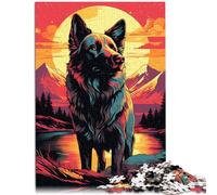 Adults 1000 Piece Jigsaw Puzzle Caucasian dog at sunset Difficult Hard Jigsaw 26x38cm Enhance love between couples for teenager Age 14 Up