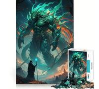 Adults 1000 Piece Jigsaw Puzzle Celestial Titan Versus The Wizard Sharp Cut Art Brain Challenge Fun Idle Time Game Birthday Game Gift (38x52cm)
