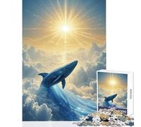 Adults 1000 Piece Jigsaw Puzzle Celestial Whale Rising Toward The Sun Puzzle For Teenagers Precision Cutting Train Your Brain And Hands Learning Educational Toys (38x26cm)