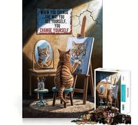 Adults 1000 Piece Jigsaw Puzzle Change Yourself Sharp Cut Art Brain Challenge Fun Idle Time Game Birthday Game Gift (50x75cm)