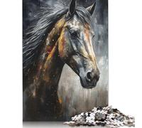 Adults 1000 Piece Jigsaw Puzzle Charcoal Horse Portrait Jigsaws 1000 Pieces Learning Educational Puzzle 1000pcs (75x50cm)