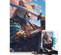 Adults 1000 Piece Jigsaw Puzzle Cheetah Samurai Sharp Cut Art Brain Challenge Fun Idle Time Game Birthday Game Gift (38x52cm)