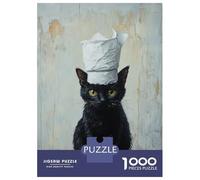 Adults 1000 Piece Jigsaw Puzzle Chef Cat's Whiskers Puzzles for Adults Fun Games Perfect Decoration Parent-child Interaction 38x26cm/1000pcs