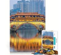 Adults 1000 Piece Jigsaw Puzzle Chengdu China River And B Sharp Cut Art Brain Challenge Fun Idle Time Game Birthday Game Gift (38x26cm)