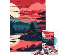 Adults 1000 Piece Jigsaw Puzzle Cherry Blossom Japan Art Toy Intellectual Game Impossible Game Learning Educational Secret Santa Gifts (Size 38x52cm)