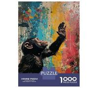 Adults 1000 Piece Jigsaw Puzzle Chimpanzee Wall Art Print-3 Puzzle for Adults Relax Games But Fun And Humorous Difficult And Challenge 38x26cm/1000pcs