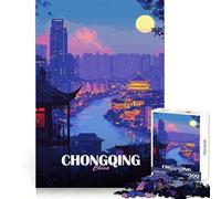 Adults 1000 Piece Jigsaw Puzzle Chongqing China Cityscape at Night Precise Edge Art Mind Challenge Toy Quiet Game Time Christmas Fun Gift (38x26cm)