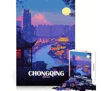 Adults 1000 Piece Jigsaw Puzzle Chongqing China Cityscape at Night Premium Cut Fun Problem Solve Fun Chill Game Play Birthday Game Gift (38x52cm)