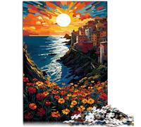 Adults 1000 Piece Jigsaw Puzzle Cinque Terre Difficult Hard Jigsaw 26x38cm is ideal as gifts for the whole family for teenager 14+