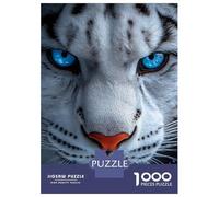 Adults 1000 Piece Jigsaw Puzzle Close-up of A White Tiger Face Jigsaw Puzzle Brain Teaser Game Presents for Women Difficult And Challenge 70x50cm/1000pcs
