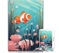 Adults 1000 Piece Jigsaw Puzzle Clownfish in Coral Reef Unique Challenge Game Hand Speed Race Educational Toy Size 50x75cm