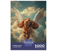 Adults 1000 Piece Jigsaw Puzzle Cocker Spaniel with Angel Wings Heavenly Dog Tribute Puzzles for Adults Toy Wall Decor Difficult Hard Difficult And Challenge 38x26cm/1000pcs