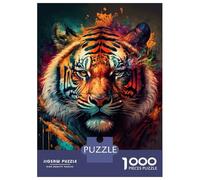 Adults 1000 Piece Jigsaw Puzzle Color Splash Tiger Puzzles for Adults Fun Games Perfect Decoration Parent-child Interaction 52x38cm/1000pcs