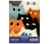 Adults 1000 Piece Jigsaw Puzzle Colorful Cats Illustration Jigsaws for Adults Brain Teaser Game Difficult Hard Unique Gifts for Birthday And Christmas 38x26cm/1000pcs