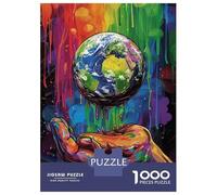 Adults 1000 Piece Jigsaw Puzzle Colorful Earth Holding Hand Art Print Puzzle for Adults Relax Games But Fun And Humorous Difficult And Challenge 70x50cm/1000pcs