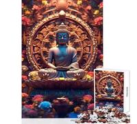 Adults 1000 Piece Jigsaw Puzzle Colorful Flowers Buddha Educational Toy Birthday Gift Impossible Game Improving Love between Couples Size 38x52cm