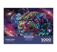 Adults 1000 Piece Jigsaw Puzzle Colorful Leopard Galaxy Art Print Puzzles for Adults Fun Games Perfect Decoration Parent-child Interaction 52x38cm/1000pcs
