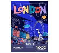 Adults 1000 Piece Jigsaw Puzzle Colorful London Cityscape Illustration Jigsaws for Adults Anti-Stress Toys Pattern Assembly for Is Ideal As A Gift 70x50cm/1000pcs