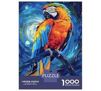 Adults 1000 Piece Jigsaw Puzzle Colorful Parrot on Branch Digital Art Puzzles for Adults Fun Games Perfect Decoration Parent-child Interaction 70x50cm/1000pcs