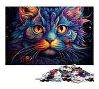 Adults 1000 Piece Jigsaw Puzzle Colorful Psychedelic Cat Toy Intellectual Game Challenging Puzzle Game And Family Play 1000pcs(38x26cm)