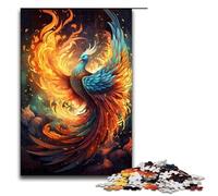 Adults 1000 Piece Jigsaw Puzzle Colorful Psychedelic Flame Phoenix Family Fun Puzzle with Matching Poster And Trivia Sheet 1000 PCS(75x50cm)