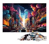 Adults 1000 Piece Jigsaw Puzzle Colorful Psychedelic Illustration of New York Jigsaw Family Fun Puzzle Fun at Home Activities Birthday PresentTravel Gifts 1000 PCS(38x26cm)