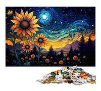 Adults 1000 Piece Jigsaw Puzzle Colorful Psychedelic Sunflowers in The Starry Sky Jigsaw Family Fun Puzzle Fun at Home Activities Birthday PresentTravel Gifts 1000 PCS(75x50cm)
